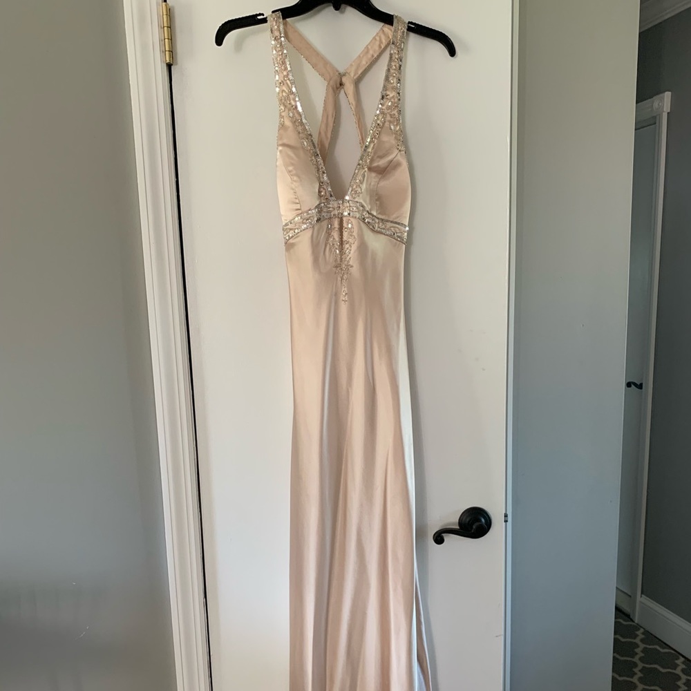 Hailey Logan Champagne Formal Gown, Size 9/10